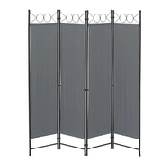 Paravento Pieghevole Saragossa in 4 Pannelli Parete Divisoria 171 x 160 cm - Grigio Scuro [en.casa]
