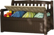 Panchina Contenitore da Giardino Eden, 265L, Effetto Legno, Marrone/Beige, 140x60x84H cm