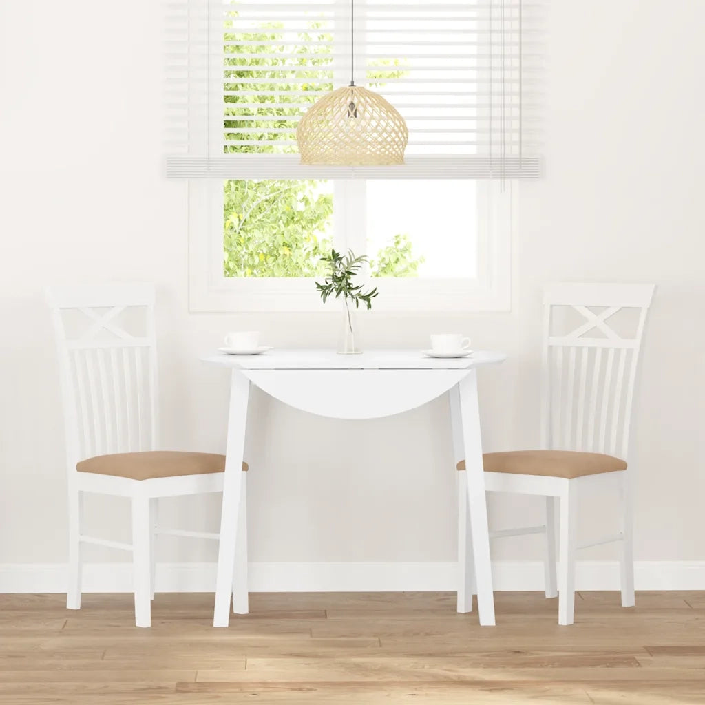 Sedie da Pranzo con Cuscini 2 pz Bianco Legno Massello di Hevea