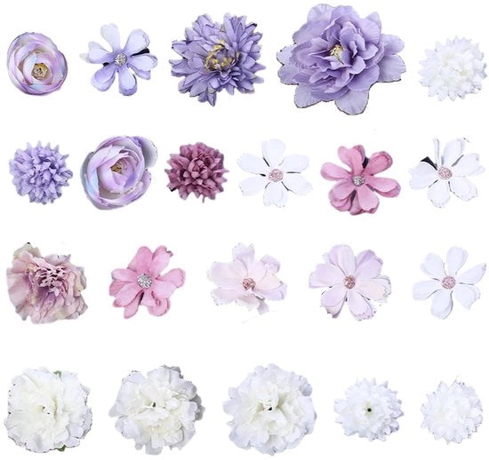 Accessori per capelli a fiori 3D - 21 pezzi - Ideali per la sposa - Accessori per capelli femminili - Fiori artificiali - Duraturo e resistente