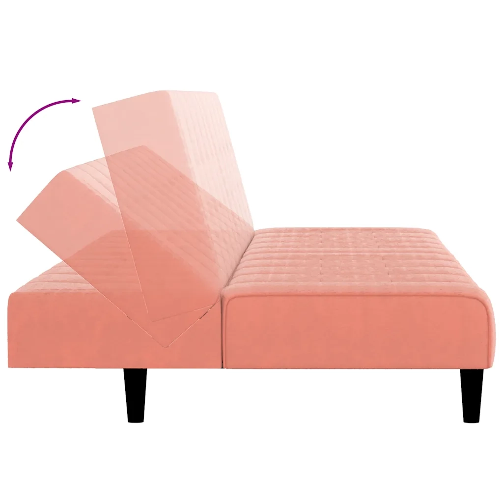 Divano Letto a 2 Posti Rosa in Velluto 375767