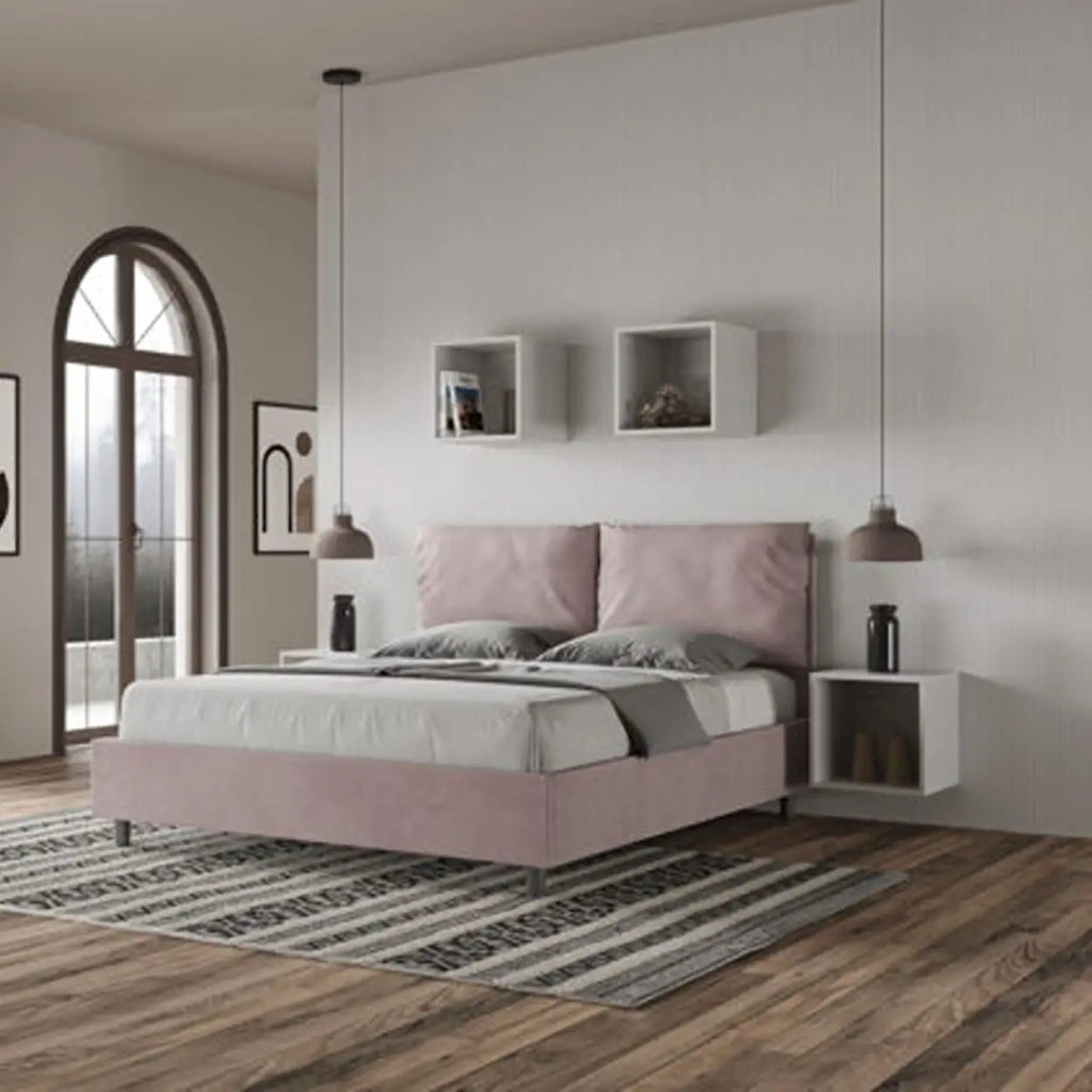 Letto matrimoniale contenitore imbottito 160x200 microfibra glicine Antea