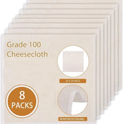 Set di 8 Stoffe per Formaggio Riscaldabili 50x50 cm | Grande Set di Tessuto Biologico per Setaccio per 7, Cottura e Frittura
