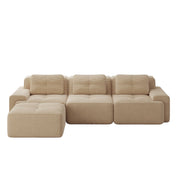 Divano modulare 3 posti con ottoman; seduta profonda; senza montaggio; velluto a coste beige