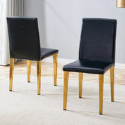 Set di 2 sedie da pranzo moderne in PU nero con gambe in metallo oro; 90 cm