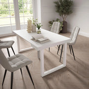 Consolle allungabile, 58 fino 160x90x73cm, Per 8 persone, Gambe in legno, Bianco RF2707