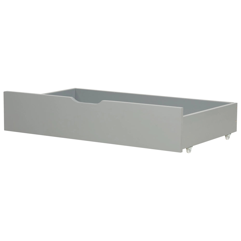 Set di 2 cassetti letto contenitore sottoletto in legno massello grigio con ruote
