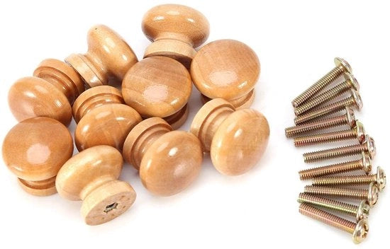 Set di 10 maniglie per cassetti in legno - maniglie per porte - maniglie vintage - diametro 28mm