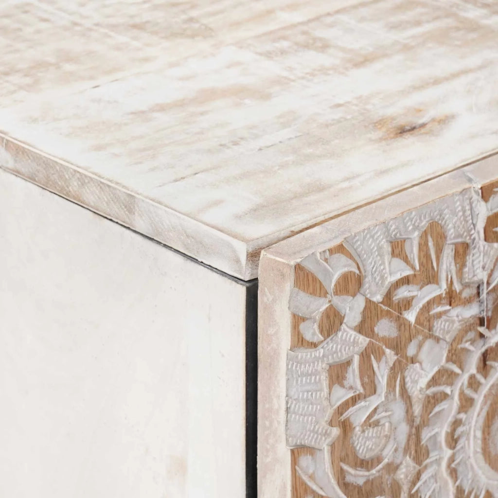 Mobile Alto Bianco 60 x 33,5 x 100 cm Legno di mango massello 4018398