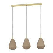 Lampadario A Sospensione Moderno Caprarola Acciaio Ottone Spazzolato 3 Luci E27