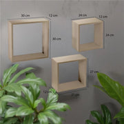SET 3 PENSILI QUADRATI IN LEGNO DA PARETE IN TRE MISURE CON FINITURA ROVERE