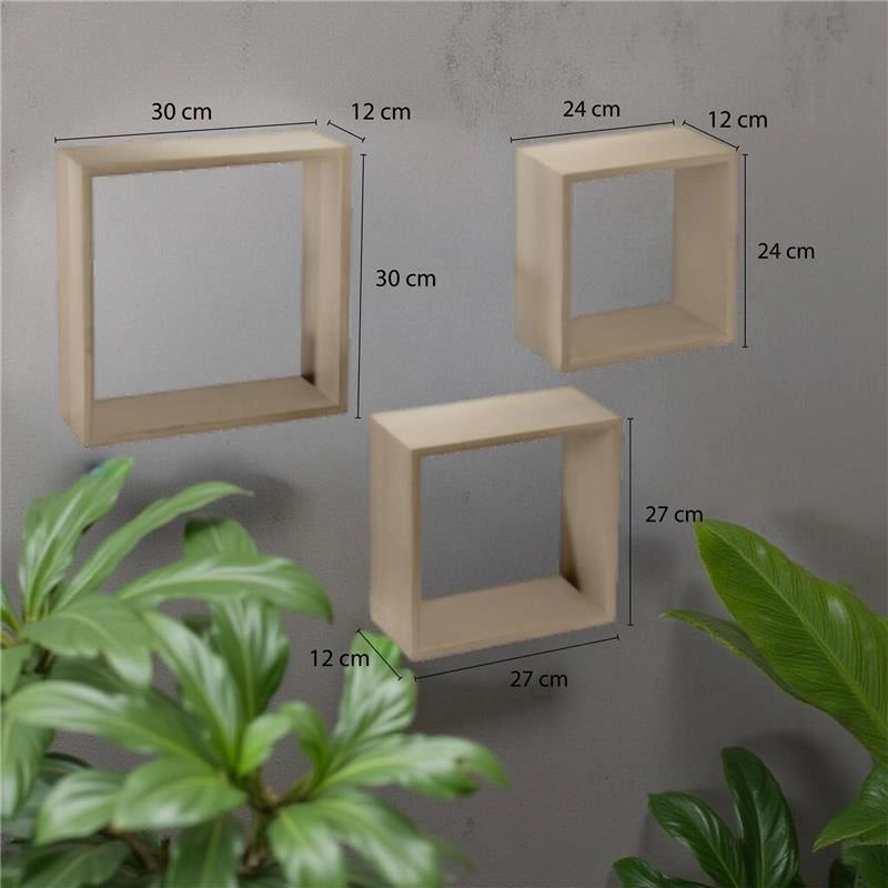 SET 3 PENSILI QUADRATI IN LEGNO DA PARETE IN TRE MISURE CON FINITURA ROVERE