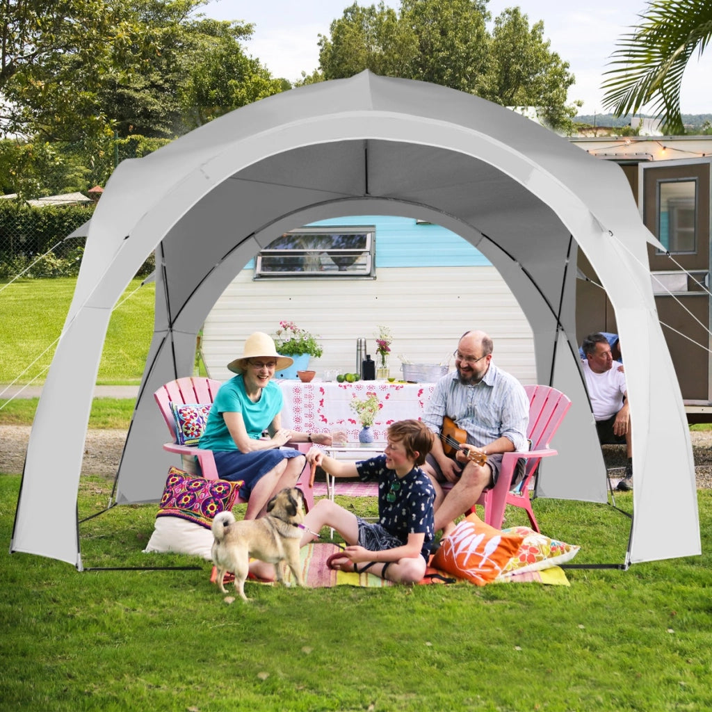 Tenda portatile parasole per 6-8 persone, Tenda con borsa da trasporto 16 picchetti 8 corde per il vento Bianco-Tende