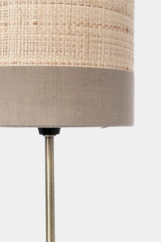 Lampada da Tavolo con Base in Acciaio e Paralume in Rafia - ZAIN
