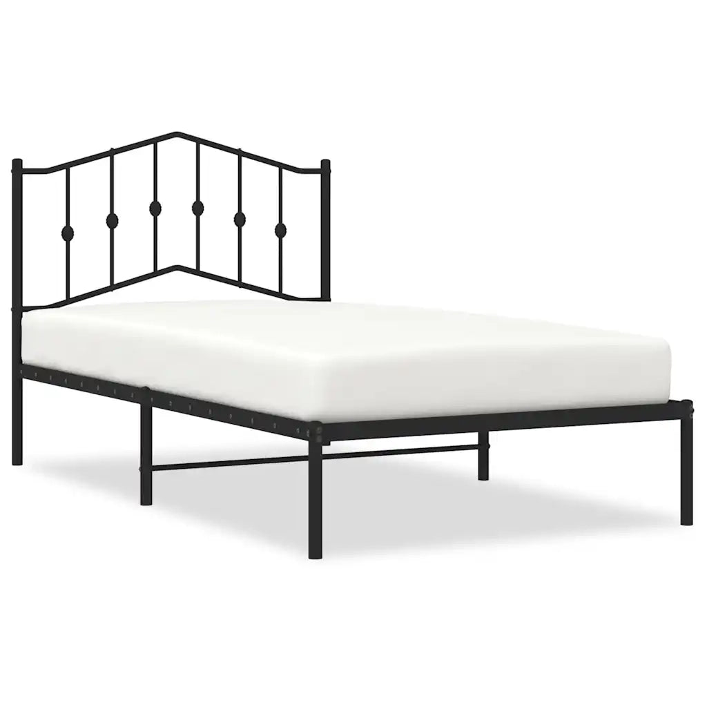 Giroletto con Testiera in Metallo Nero 100x190 cm 373783