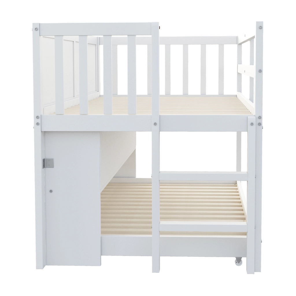 Letto estraibile per bambini 1 posto con letto estraibile, lavagna e scaffali, 90 × 200 cm, senza materasso