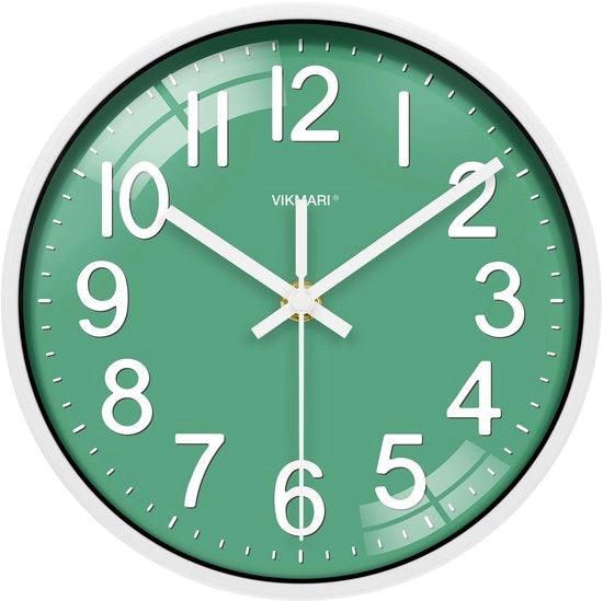 Orologio da Parete, Piccolo 20cm, Moderno, Verde, Silenzioso, Analogo per Camera da Pranzo, Cucina, Ufficio, Camera da Letto, Scuola