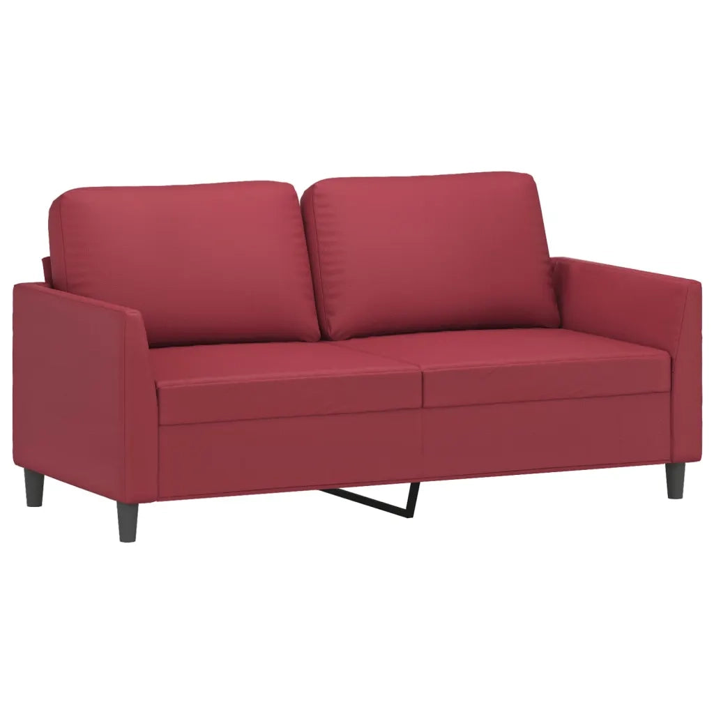 Set di Divani 2 pz con Cuscini Rosso Vino in Similpelle 3201753