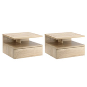 Set 2 Comodini Sospesi 1 Cassetto 1 Ripiano 35x32x22,5 cm in Legno Truciolare Rovere
