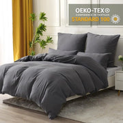 Set di coperte, 135 x 200 cm, set di coperte e cuscini, set composto da 1 coperta con 1 cuscino 80 x 80 cm, Oeko-Tex grigio scuro con chiusura a rittens