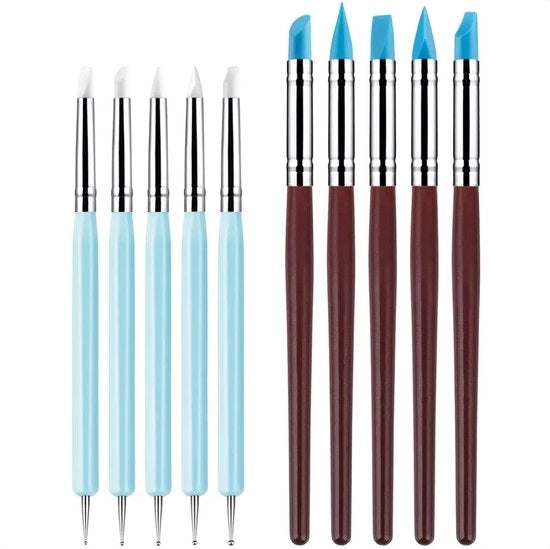 Kit di modellazione in silicone a 10 pezzi per creare modelli di argilla/scultura/vasi/DIY/nail art - con spatola per modellazione e strumento per punti
