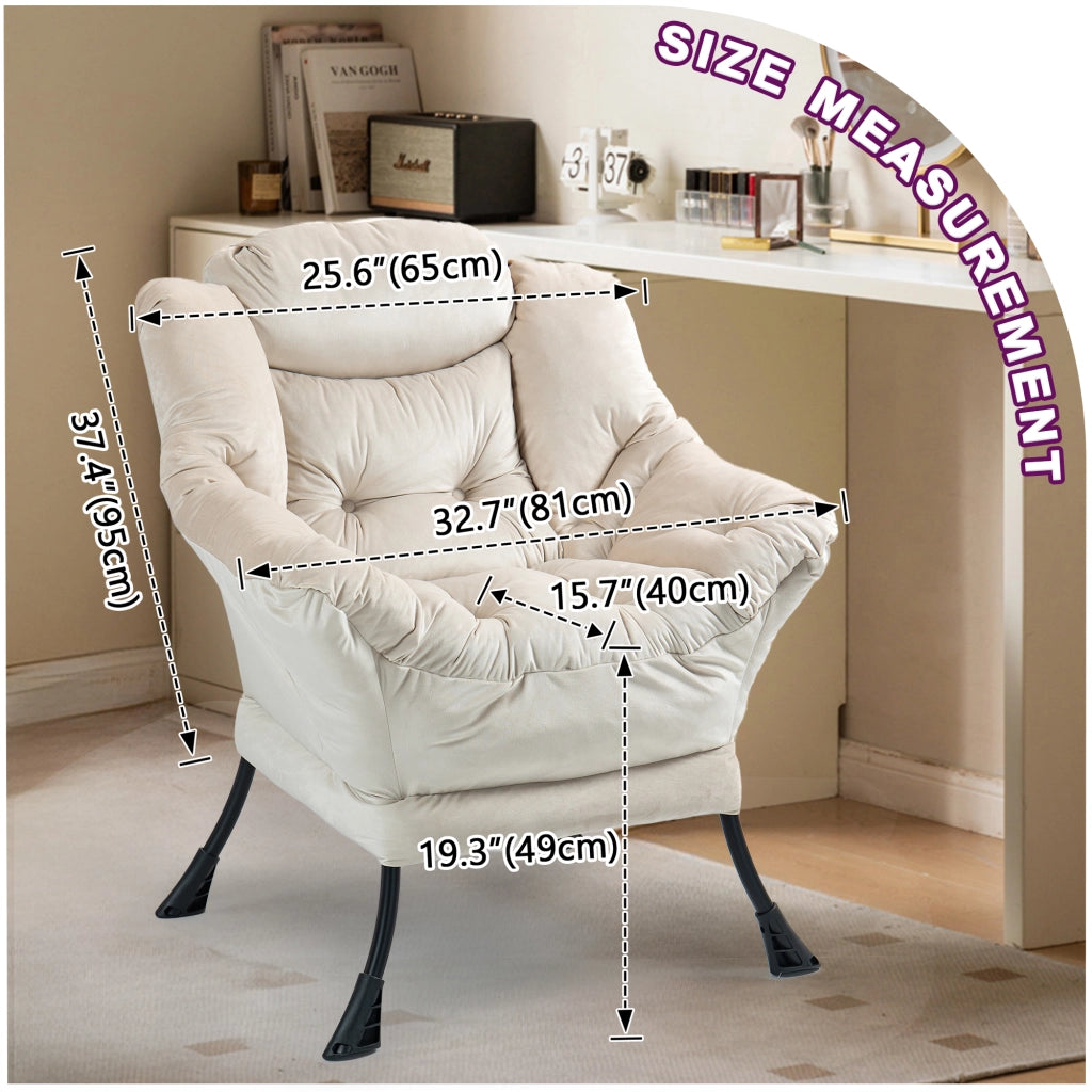 Poltrona relax in metallo con tasca laterale, colore khaki, facile da montare