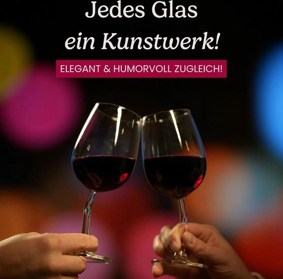 Set di 4 bicchieri da vino Krumme artigianali a mano in Germania - Bicchieri da vino divertenti per donne e uomini
