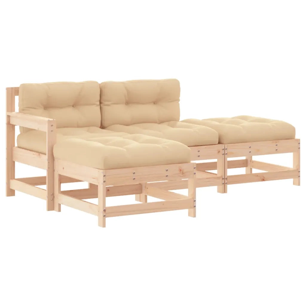 Set Divani da Giardino 4 pz con Cuscini in Legno Massello 3186018