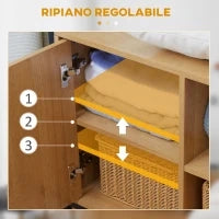 Appendiabiti in Acciaio e Legno Stile Industriale con Scarpiera e Ripiani, 80x40x180cm