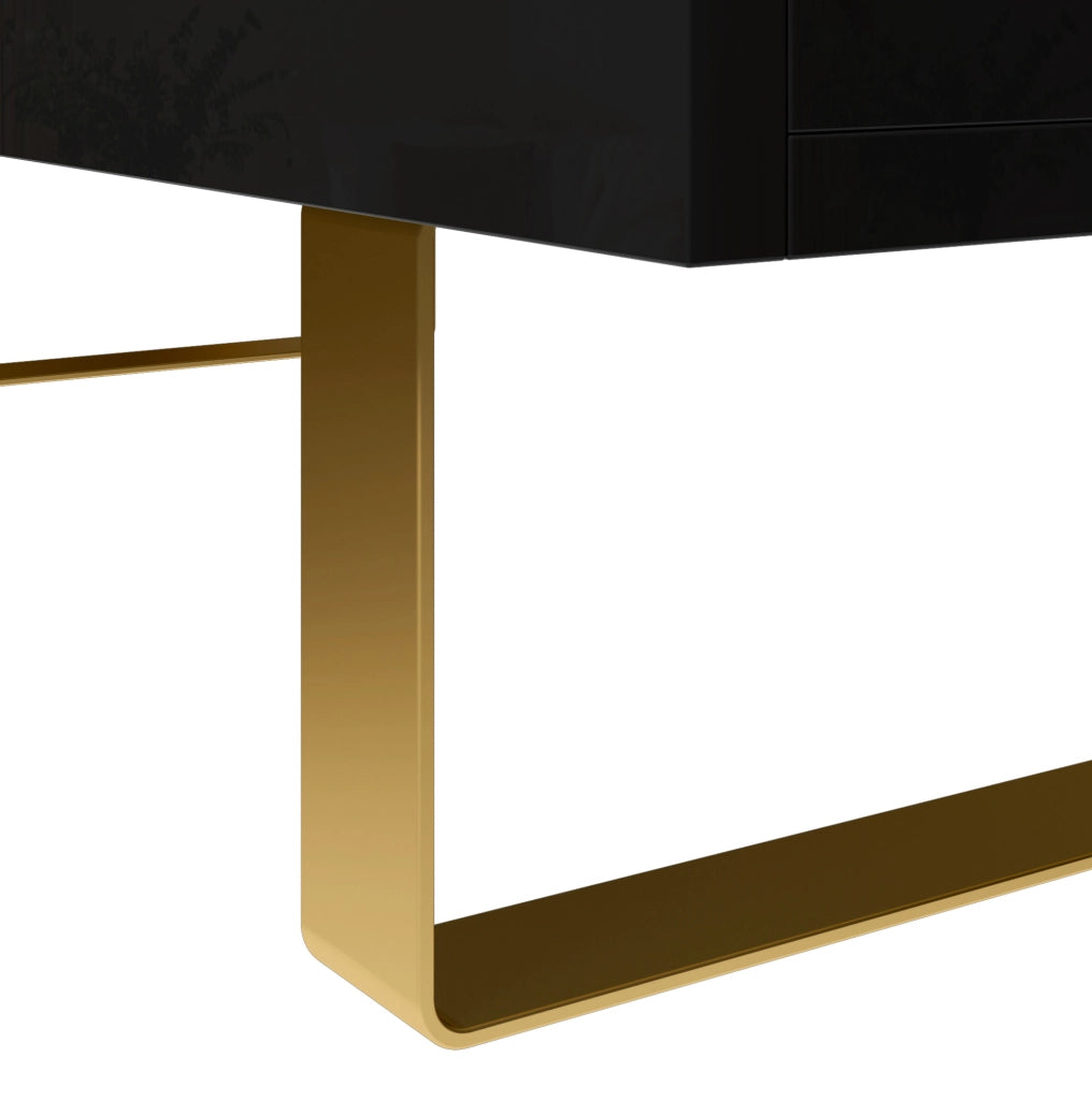 Tavolino da caffè rettangolare con piano alzabile idraulico e cassetto; 100x50x54;5 cm; MDF nero lucido