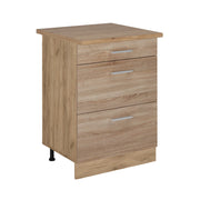Vicco Mobiletto base per cucina Sonoma 60 cm con cassetti, PL Rovere
