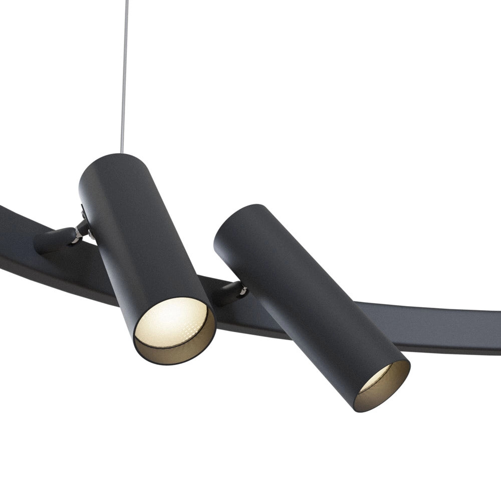 Maytoni Lampadario Moderno Satellite 6 luci LED integrato nero metallo