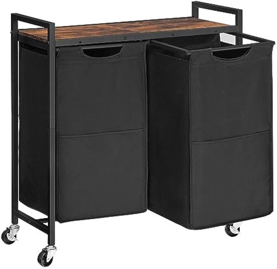 Wastebasket con Piastra e 2 Borse Rimovibili - Vintage Marrone-Grigio, 49.5L
