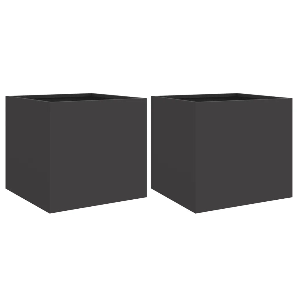 Fioriere 2 pz Nere 32x30x29 cm in Acciaio 841536