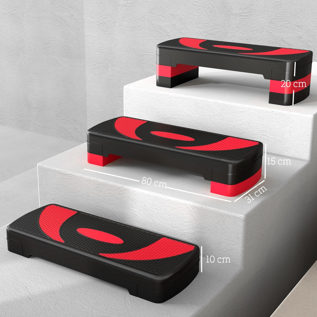 Stepper fitness regolabile ¨C zephmum ¨C 80x31x20 cm nero rosso