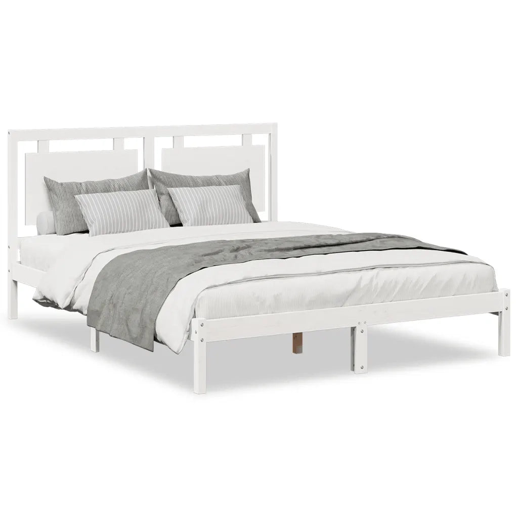 Letto matrimoniale | Letto per adulti | Giroletto Extra Lungo senza Materasso Bianco 160x210cm Massello