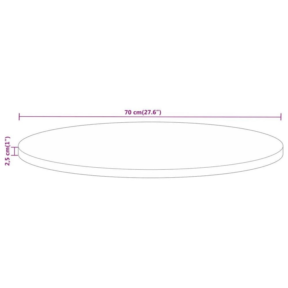 Tabletop 70x2.5 Cm Round Rough Solid Mango Wood