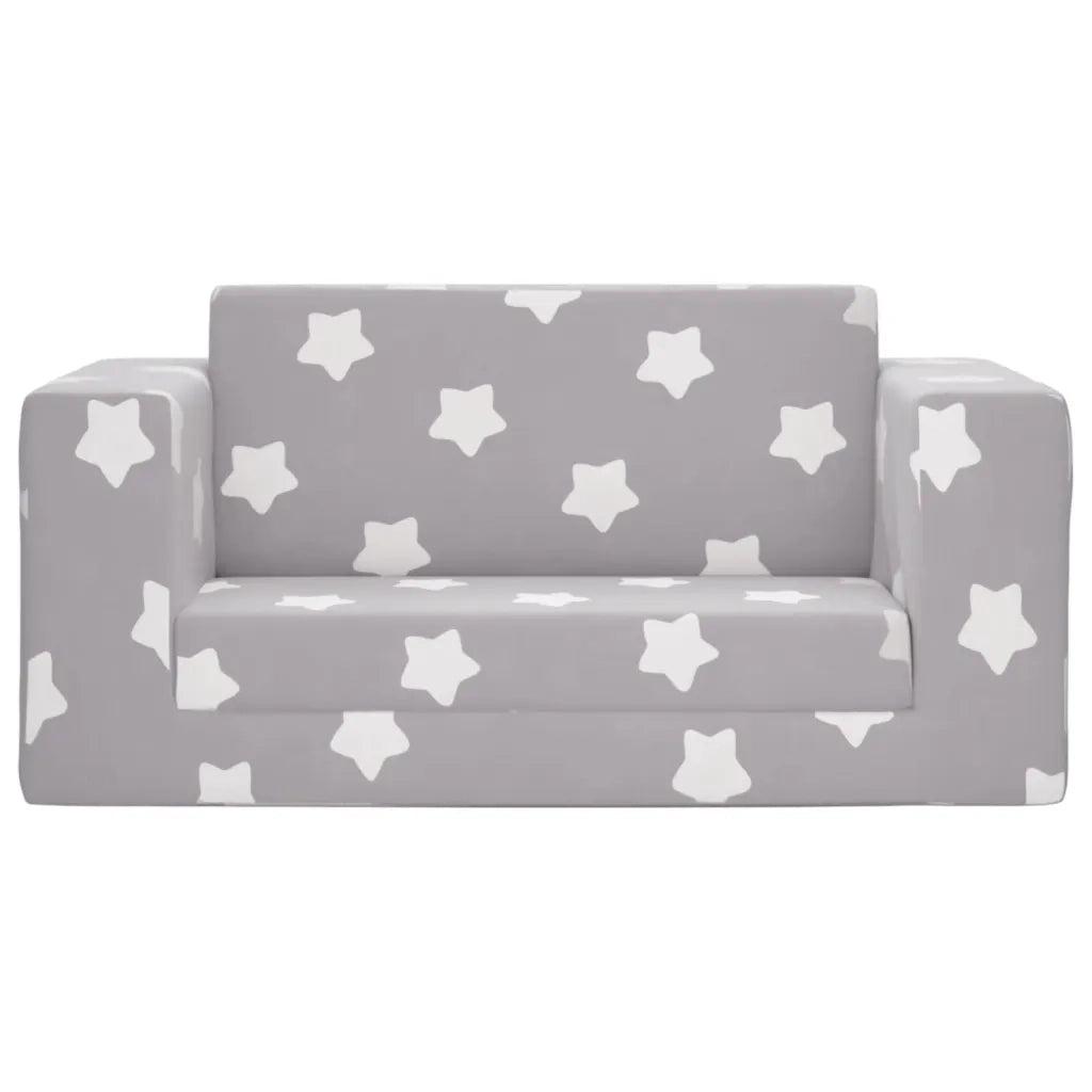 Divano Letto Bambini a 2 Posti-Sofa Letto-Daybed Grigio Chiaro con Stelle Peluche 529787