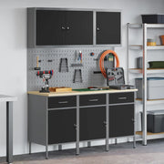 Mobile da lavoro 8 pcs Nero Legno ingegnerizzato e acciaio 3321428
