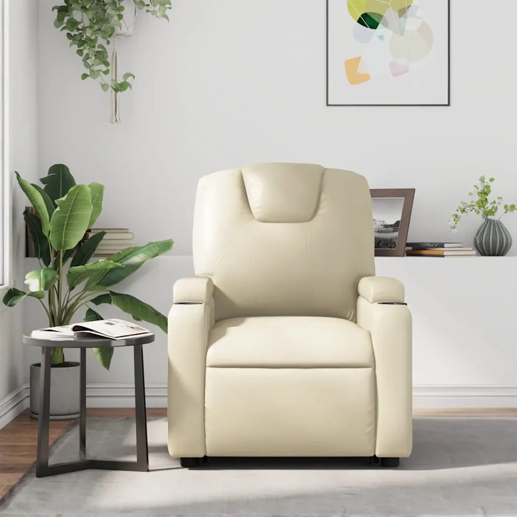 Divano Sedia-Poltrona Reclinabile Crema in Similpelle 437187