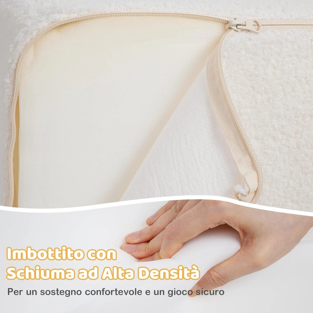 Blocchi da Arrampicata in Schiuma per Bambini, con Piscina di Palline, Set di 5 Pezzi per Arrampicata e Strisciamento, Set da Gioco da Interno per Bambini 3 Anni+ (Beige,Sherpa)