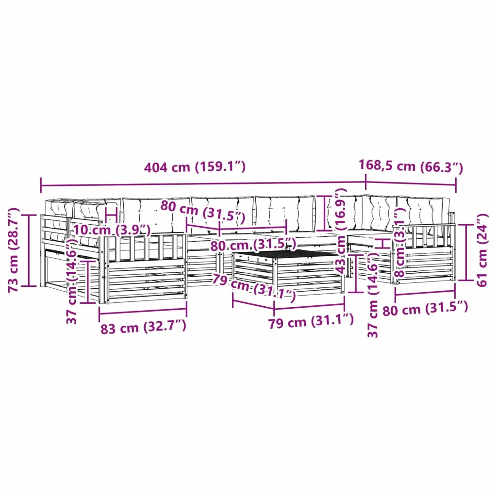 Set di divani da esterno 8 pcs Grigio Naturale e Chiaro 3373171