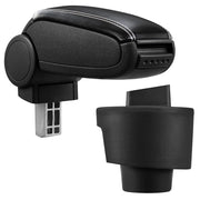 Bracciolo centrale per Seat Ibiza tipo 6J con scomparto imbottito in similpelle nera con cuciture bianche 03_0000652