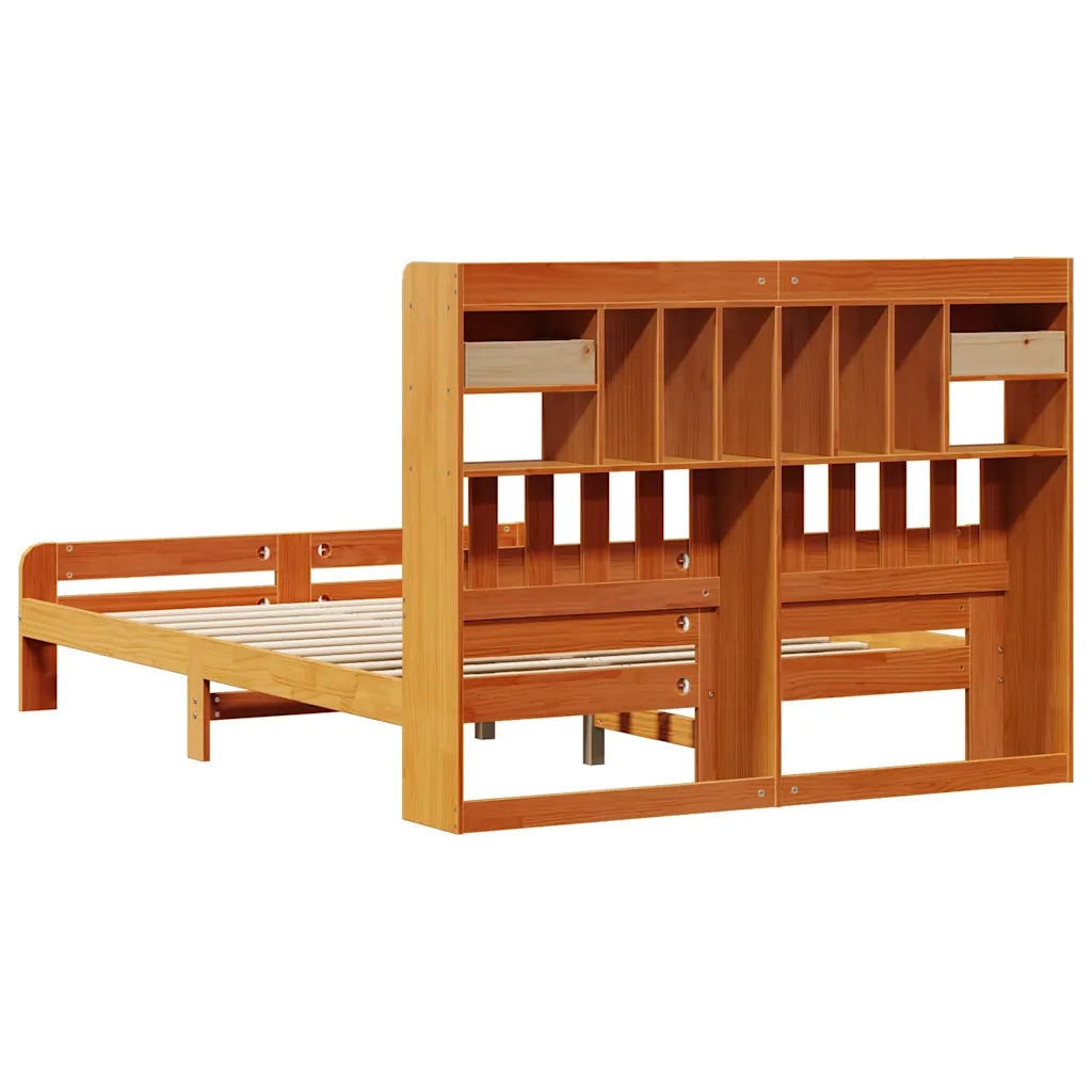 vidaXL Letto Libreria senza Materasso Marrone Cera 150x200 cm in Pino