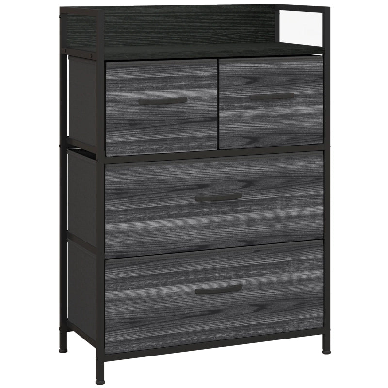 CASSETTIERA 60x29x85 cm Nera in poliestere stile industriale
