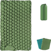 Schiene di Campeggio per 2 Persone, Matrimoniale, Autopneumatica, Pieno di Aria, Matrimoniale, Portatile, Ultraleggera, Piena di Aria, con Pompino per la Piena di Aria per Tenda da Campeggio, Escursioni, Verde
