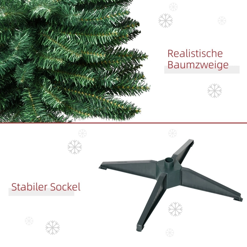 Albero di Natale artificiale 180 cm con 390 rami e supporto pieghevole in plastica verde per decorazioni interne