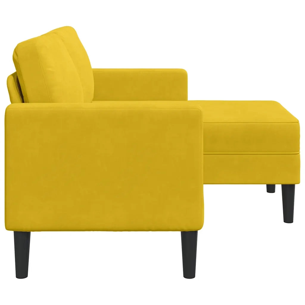 Divano 2 Posti con Chaise longue a L-Sofa 2 Posti con Chaise Giallo 125 cm Velluto