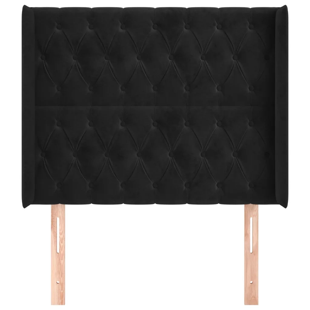 Testiera | Testata ad Orecchio Nera 93x16x118/128 cm in Velluto