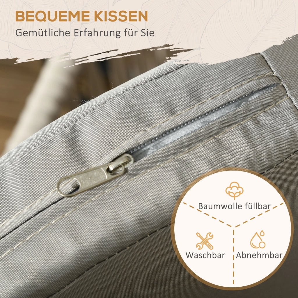 Set 2 Sedie da Giardino Stile Boho con Cuscini Sfoderabili e Struttura in Metallo Poltroncine da Esterno Beige